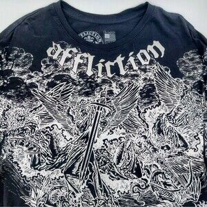 Affliction Live Fast Angels Long Sleeve T-Shirt Men's XL Black Goth Grunge Biker